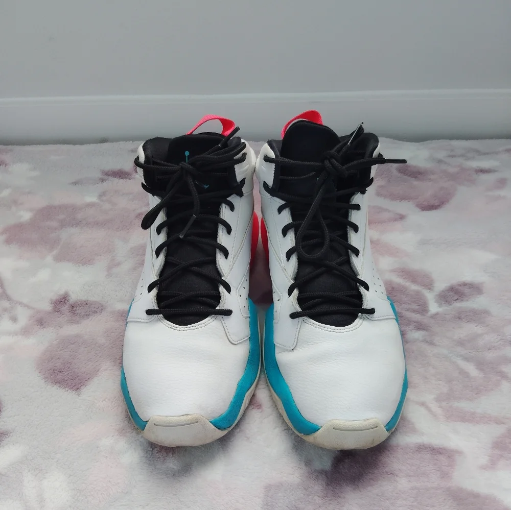 Nike Jordan Lift Off Sneakers in White with Pink and Blue Accents - Picture 3 of 7